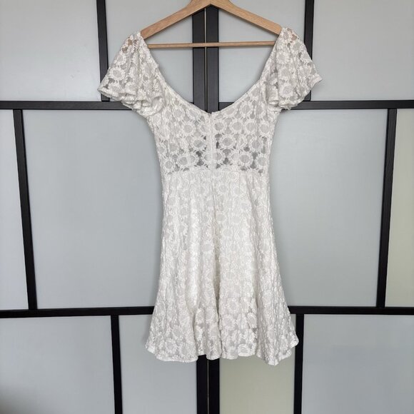 Angel Biba Milkmaid Babydoll Dress Size Medium White Coquette Floral Angelcore - Picture 11 of 15